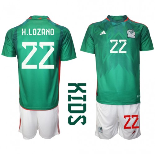 Dětský Fotbalový dres Mexiko Hirving Lozano #22 MS 2022 Domácí Krátký Rukáv (+ trenýrky)